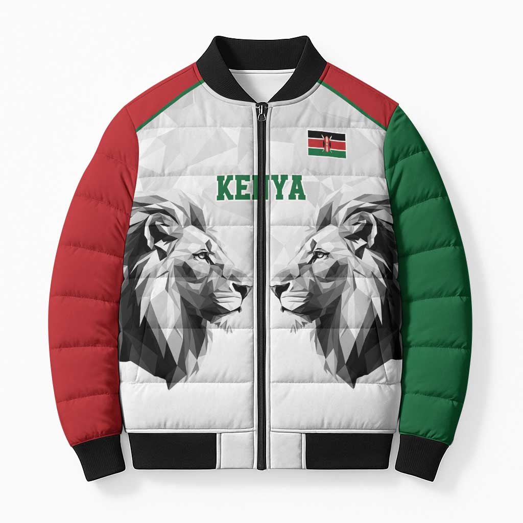 Kenya Rugby Custom Bomber Puffer Jacket White Kenyan 22-23 Motif - Wonder Print Shop