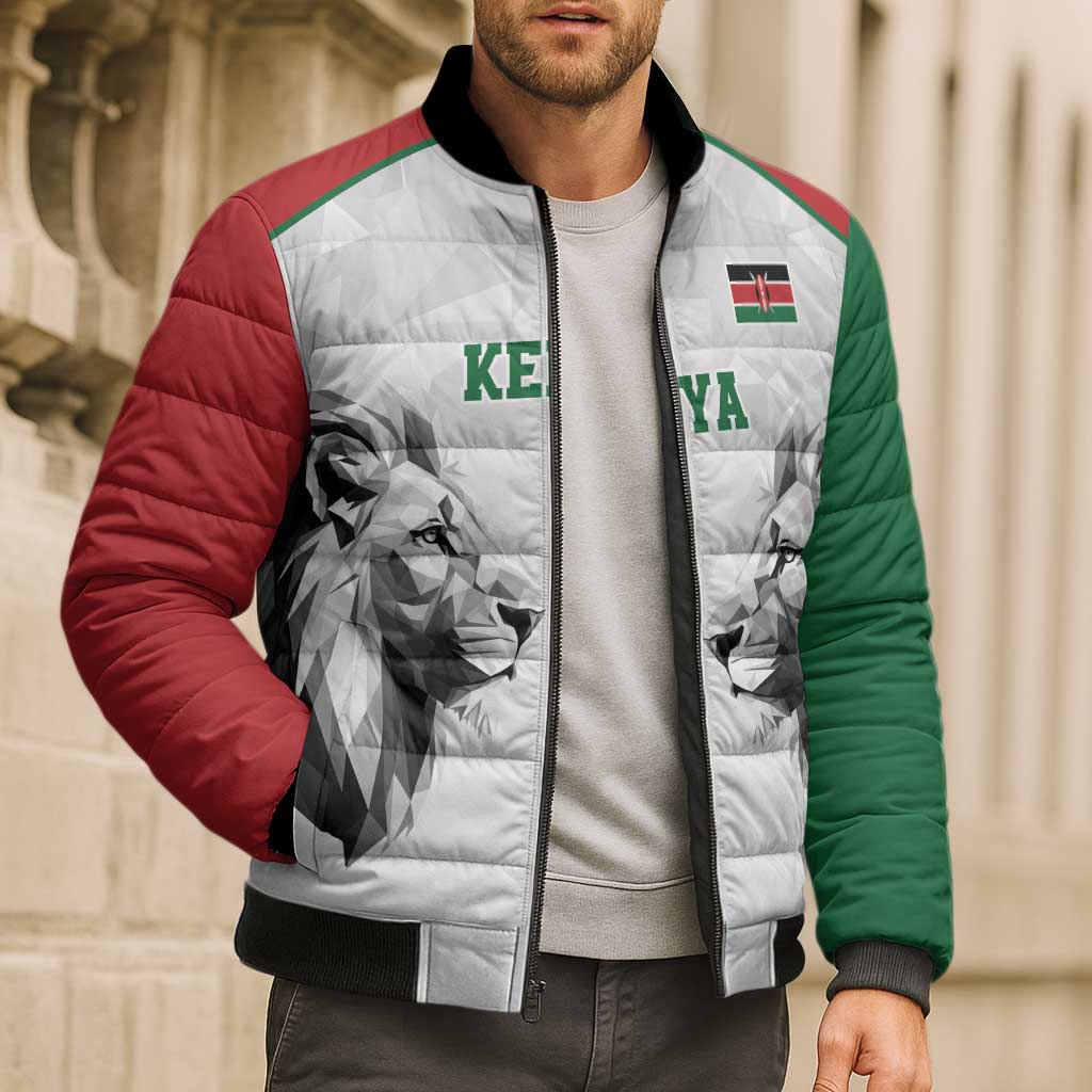 Kenya Rugby Custom Bomber Puffer Jacket White Kenyan 22-23 Motif - Wonder Print Shop