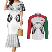 Kenya Rugby Custom Couples Matching Mermaid Dress and Long Sleeve Button Shirt White Kenyan 22-23 Motif - Wonder Print Shop