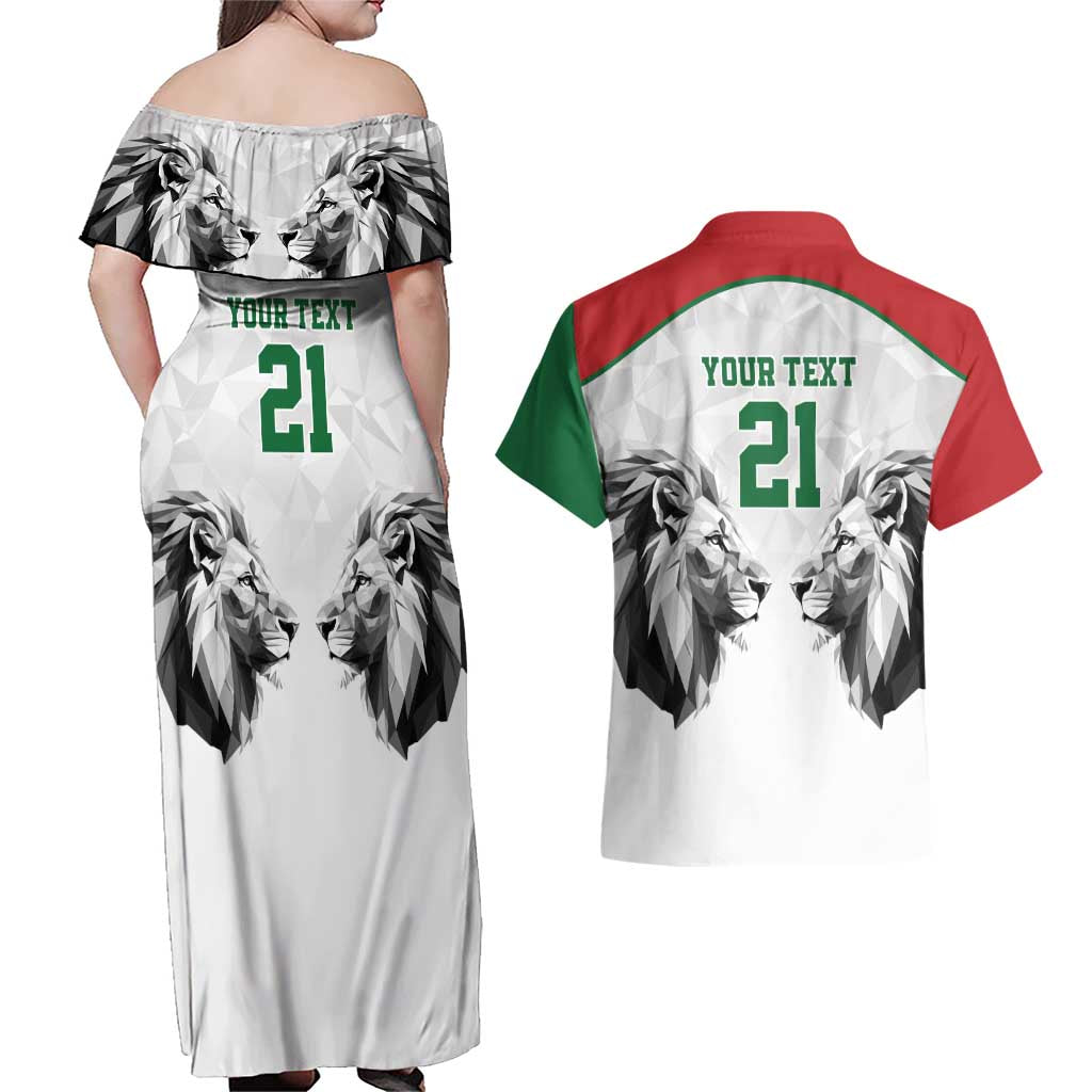 Kenya Rugby Custom Couples Matching Off Shoulder Maxi Dress and Hawaiian Shirt White Kenyan 22-23 Motif - Wonder Print Shop