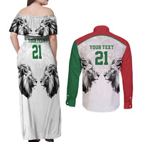Kenya Rugby Custom Couples Matching Off Shoulder Maxi Dress and Long Sleeve Button Shirt White Kenyan 22-23 Motif - Wonder Print Shop