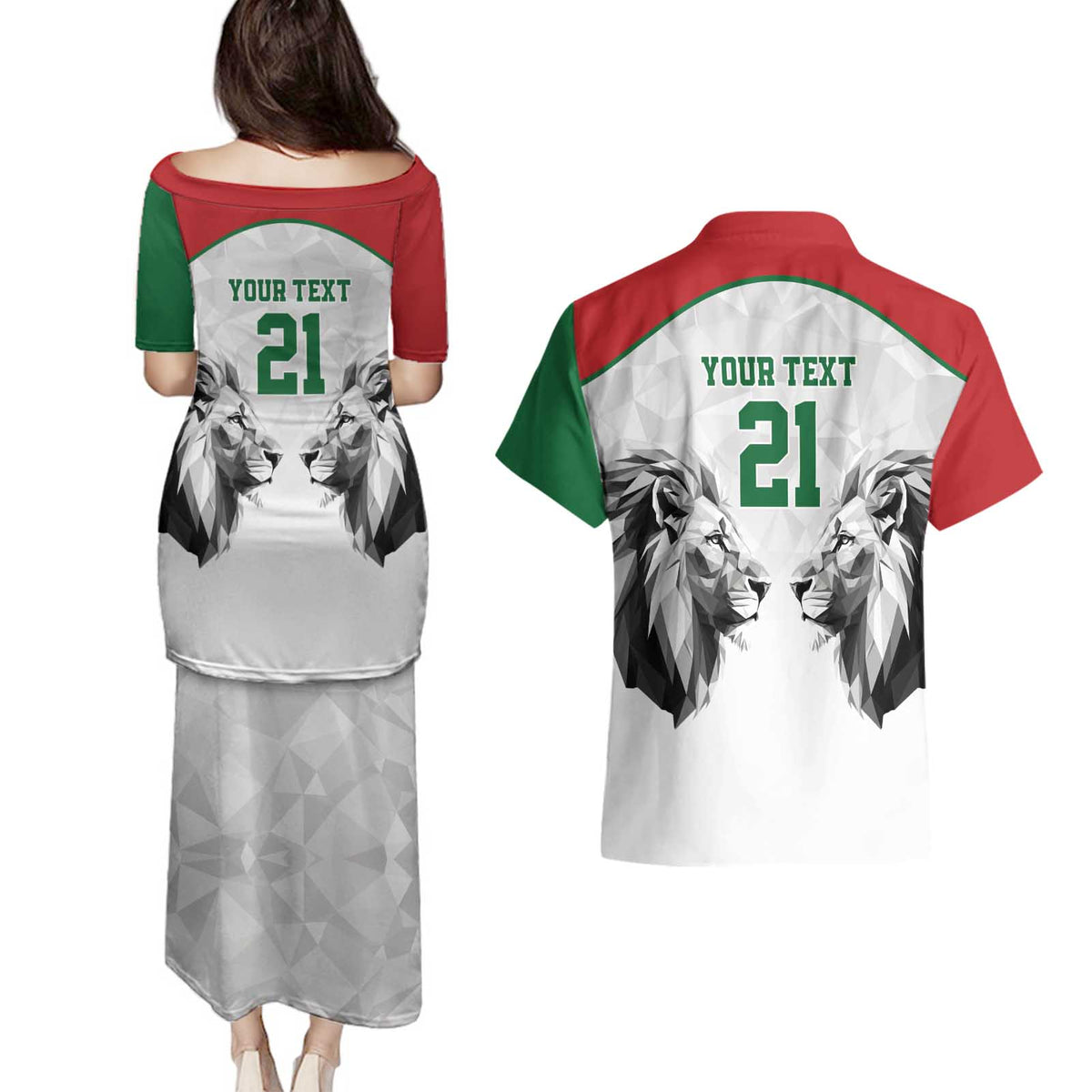 Kenya Rugby Custom Couples Matching Puletasi and Hawaiian Shirt White Kenyan 22-23 Motif - Wonder Print Shop