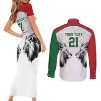 Kenya Rugby Custom Couples Matching Short Sleeve Bodycon Dress and Long Sleeve Button Shirt White Kenyan 22-23 Motif - Wonder Print Shop