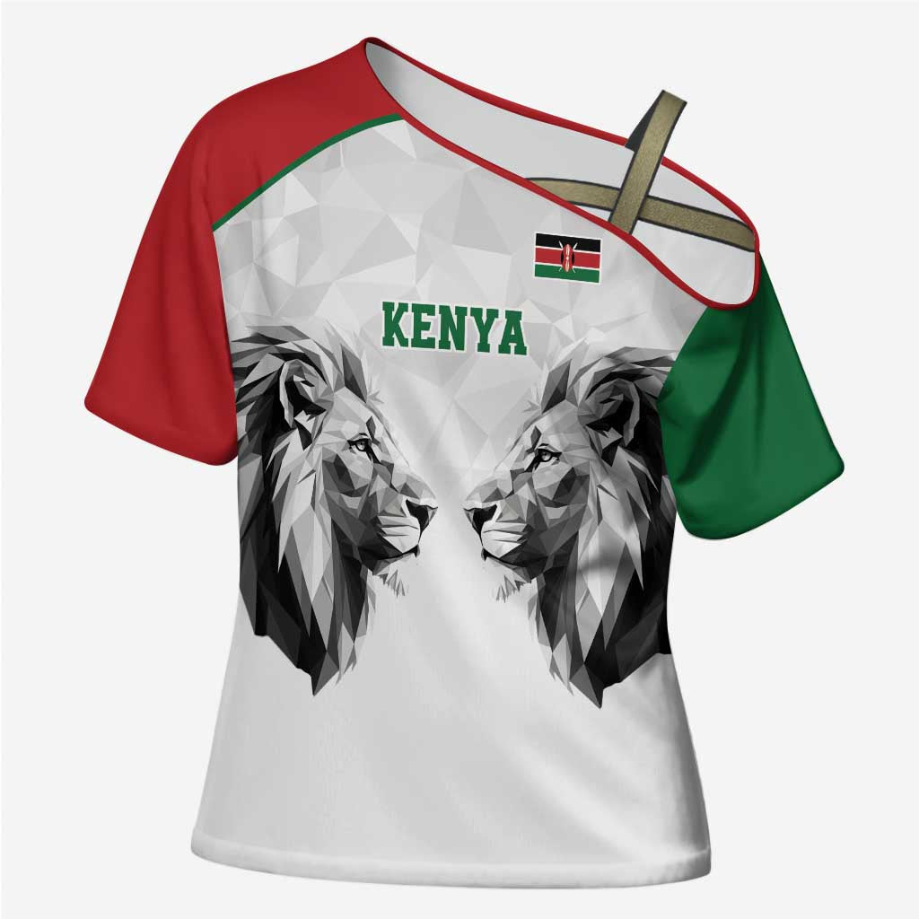 Kenya Rugby Custom Cross Shoulder Shirt White Kenyan 22-23 Motif - Wonder Print Shop