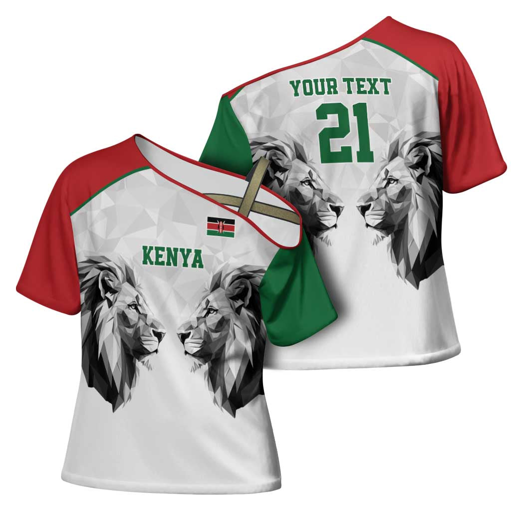 Kenya Rugby Custom Cross Shoulder Shirt White Kenyan 22-23 Motif - Wonder Print Shop