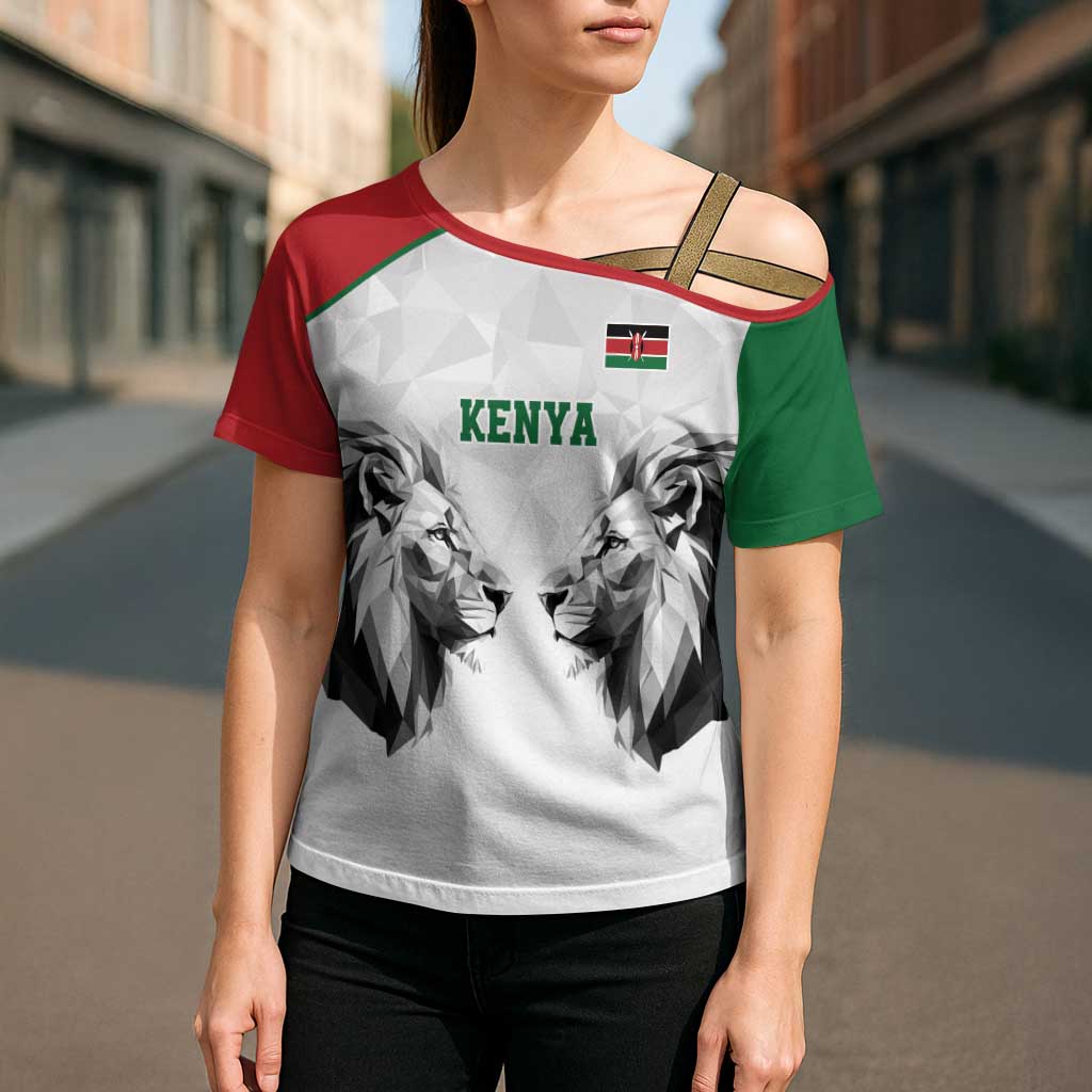 Kenya Rugby Custom Cross Shoulder Shirt White Kenyan 22-23 Motif - Wonder Print Shop