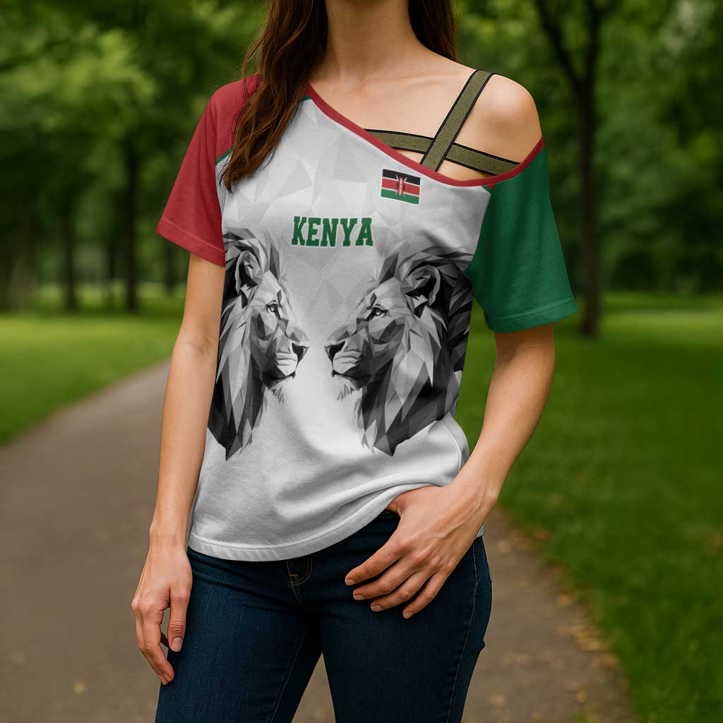 Kenya Rugby Custom Cross Shoulder Shirt White Kenyan 22-23 Motif - Wonder Print Shop