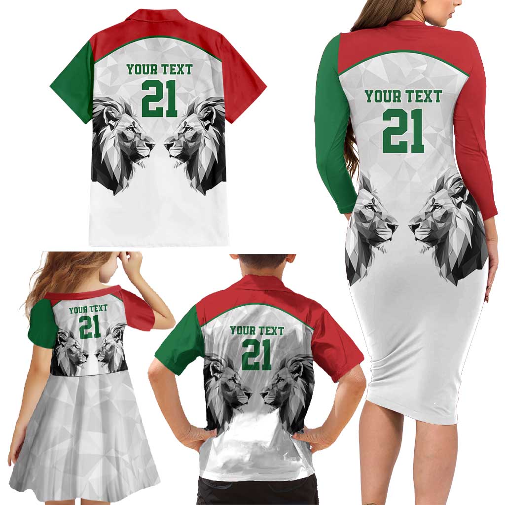 Kenya Rugby Custom Family Matching Long Sleeve Bodycon Dress and Hawaiian Shirt White Kenyan 22-23 Motif - Wonder Print Shop