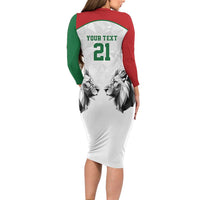 Kenya Rugby Custom Family Matching Long Sleeve Bodycon Dress and Hawaiian Shirt White Kenyan 22-23 Motif - Wonder Print Shop