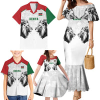 Kenya Rugby Custom Family Matching Mermaid Dress and Hawaiian Shirt White Kenyan 22-23 Motif - Wonder Print Shop