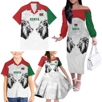Kenya Rugby Custom Family Matching Off The Shoulder Long Sleeve Dress and Hawaiian Shirt White Kenyan 22-23 Motif - Wonder Print Shop