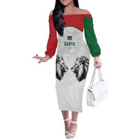 Kenya Rugby Custom Family Matching Off The Shoulder Long Sleeve Dress and Hawaiian Shirt White Kenyan 22-23 Motif - Wonder Print Shop