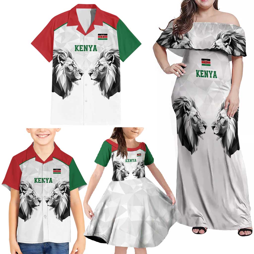 Kenya Rugby Custom Family Matching Off Shoulder Maxi Dress and Hawaiian Shirt White Kenyan 22-23 Motif - Wonder Print Shop