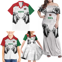 Kenya Rugby Custom Family Matching Off Shoulder Maxi Dress and Hawaiian Shirt White Kenyan 22-23 Motif - Wonder Print Shop