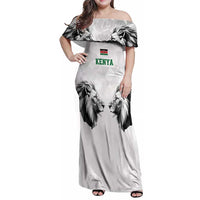 Kenya Rugby Custom Family Matching Off Shoulder Maxi Dress and Hawaiian Shirt White Kenyan 22-23 Motif - Wonder Print Shop