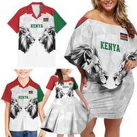 Kenya Rugby Custom Family Matching Off Shoulder Short Dress and Hawaiian Shirt White Kenyan 22-23 Motif - Wonder Print Shop