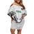 Kenya Rugby Custom Family Matching Off Shoulder Short Dress and Hawaiian Shirt White Kenyan 22-23 Motif - Wonder Print Shop