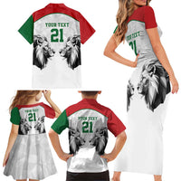 Kenya Rugby Custom Family Matching Short Sleeve Bodycon Dress and Hawaiian Shirt White Kenyan 22-23 Motif - Wonder Print Shop