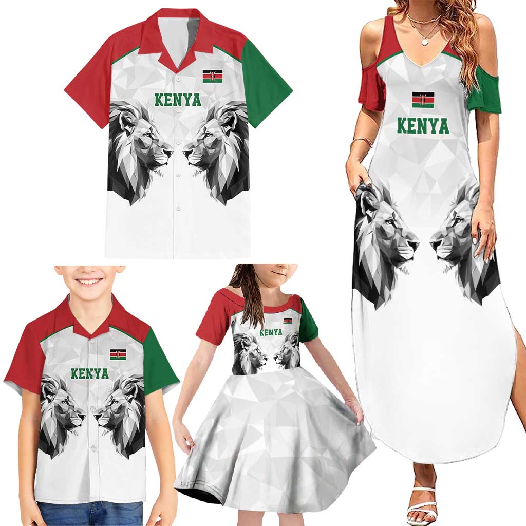 Kenya Rugby Custom Family Matching Summer Maxi Dress and Hawaiian Shirt White Kenyan 22-23 Motif - Wonder Print Shop