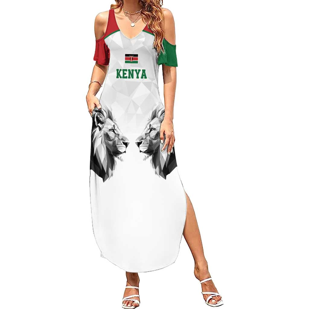 Kenya Rugby Custom Family Matching Summer Maxi Dress and Hawaiian Shirt White Kenyan 22-23 Motif - Wonder Print Shop