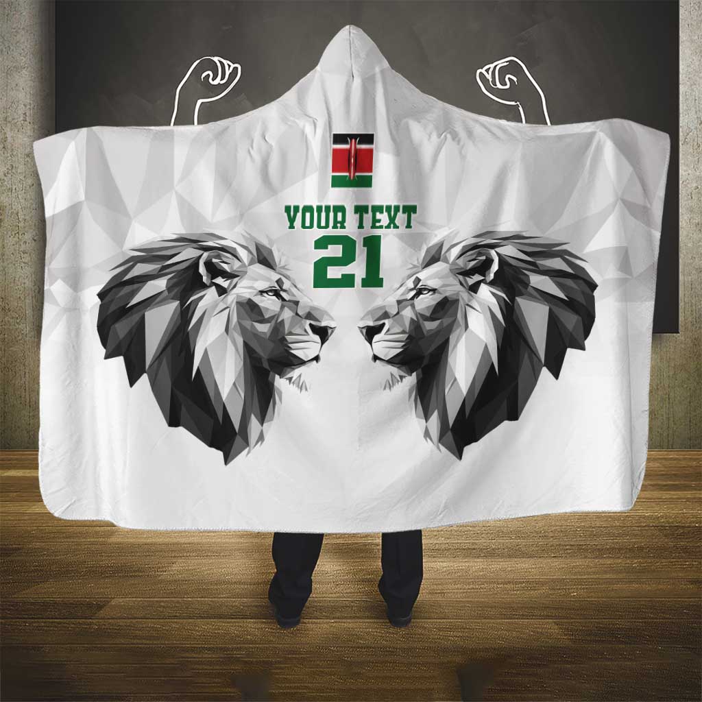 Kenya Rugby Custom Hooded Blanket White Kenyan 22-23 Motif - Wonder Print Shop