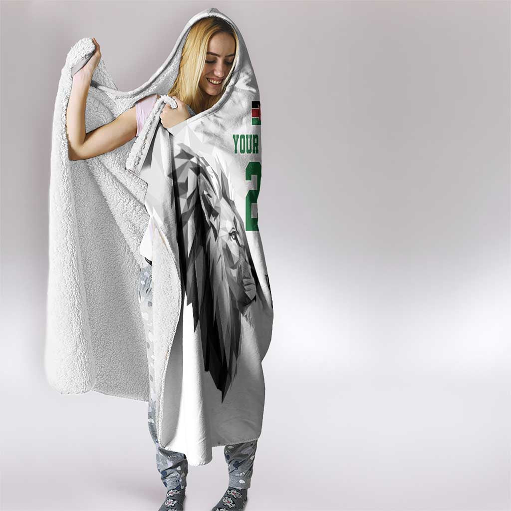 Kenya Rugby Custom Hooded Blanket White Kenyan 22-23 Motif - Wonder Print Shop