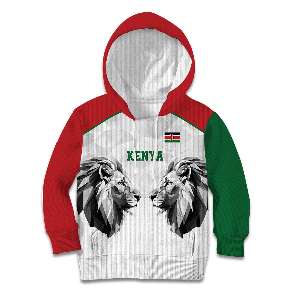 Kenya Rugby Custom Kid Hoodie White Kenyan 22-23 Motif - Wonder Print Shop