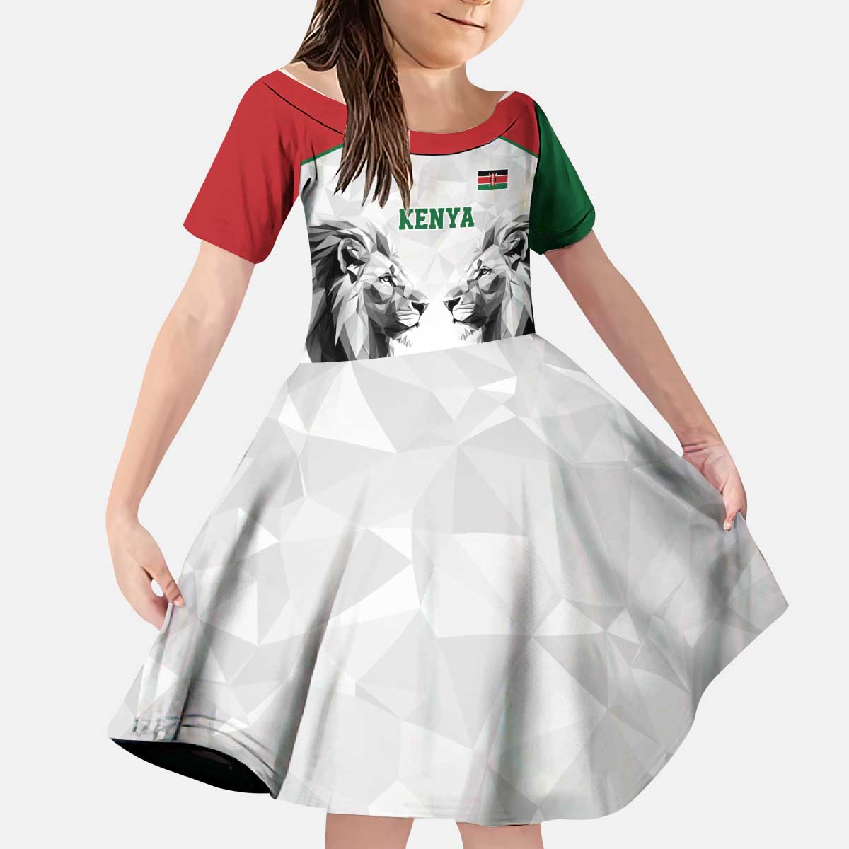 Kenya Rugby Custom Kid Short Sleeve Dress White Kenyan 22-23 Motif - Wonder Print Shop