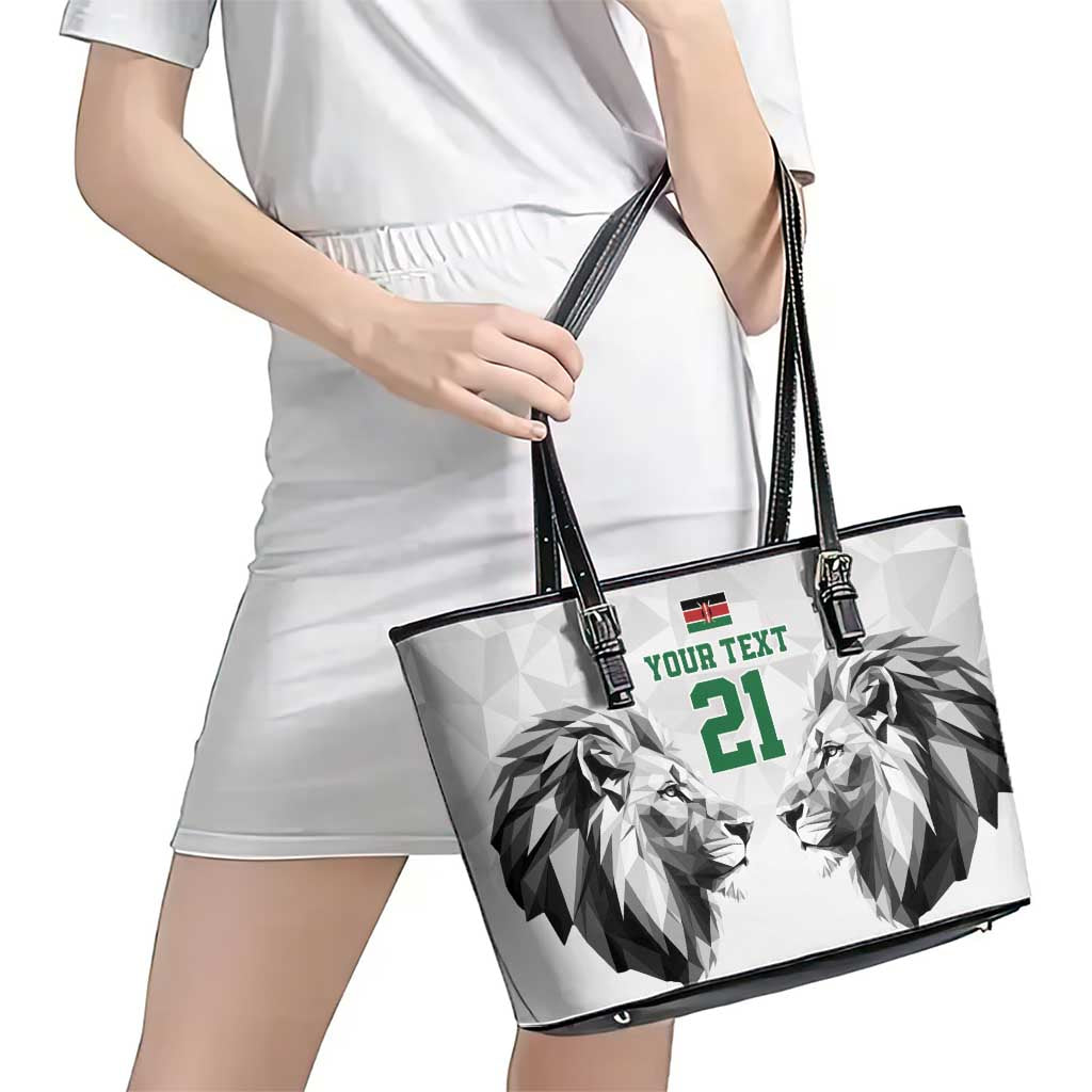 Kenya Rugby Custom Leather Tote Bag White Kenyan 22-23 Motif - Wonder Print Shop