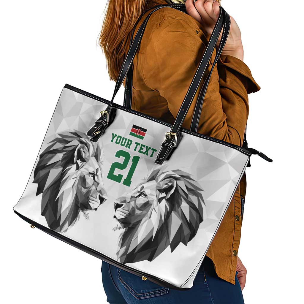 Kenya Rugby Custom Leather Tote Bag White Kenyan 22-23 Motif - Wonder Print Shop