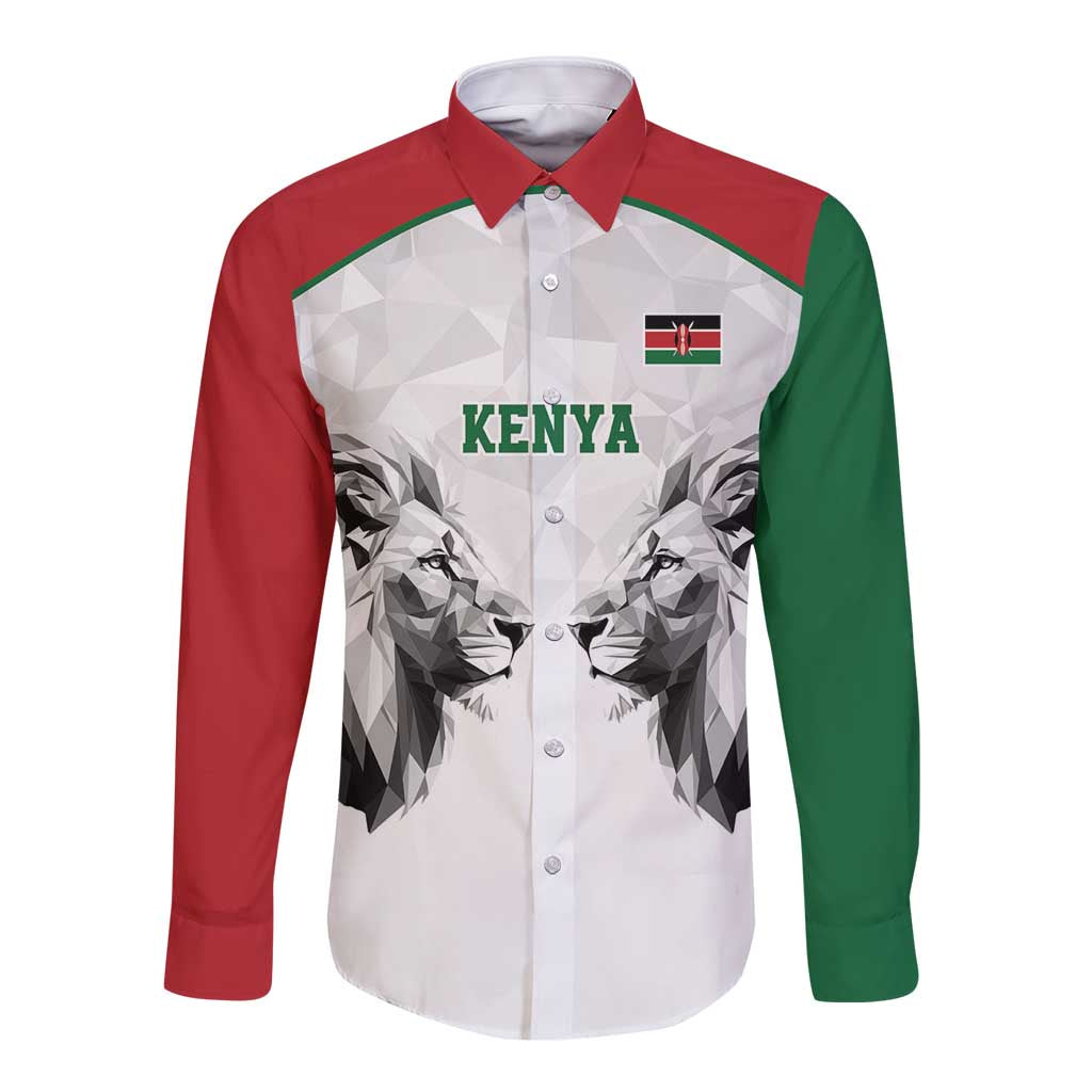 Kenya Rugby Custom Long Sleeve Button Shirt White Kenyan 22-23 Motif - Wonder Print Shop