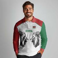Kenya Rugby Custom Long Sleeve Polo Shirt White Kenyan 22-23 Motif - Wonder Print Shop