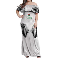 Kenya Rugby Custom Off Shoulder Maxi Dress White Kenyan 22-23 Motif - Wonder Print Shop