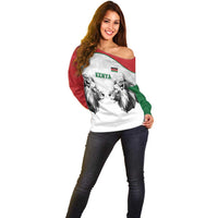 Kenya Rugby Custom Off Shoulder Sweater White Kenyan 22-23 Motif - Wonder Print Shop