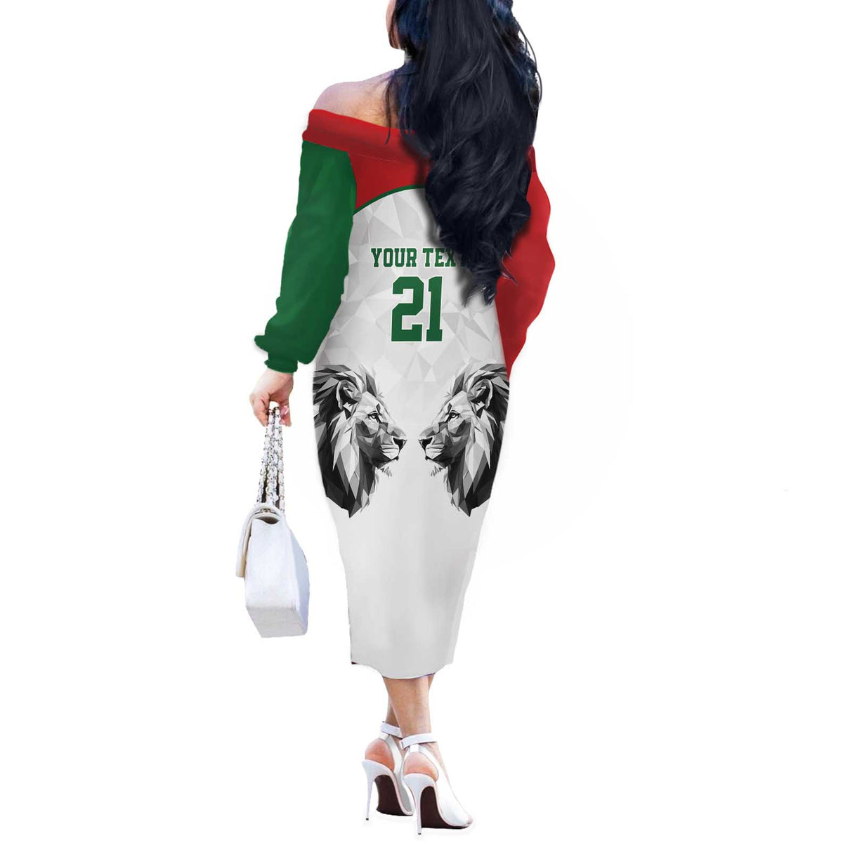 Kenya Rugby Custom Off The Shoulder Long Sleeve Dress White Kenyan 22-23 Motif - Wonder Print Shop