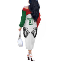 Kenya Rugby Custom Off The Shoulder Long Sleeve Dress White Kenyan 22-23 Motif - Wonder Print Shop