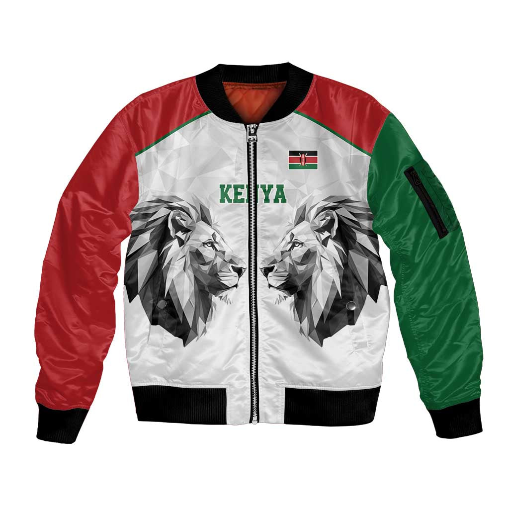 Kenya Rugby Custom Sleeve Zip Bomber Jacket White Kenyan 22-23 Motif - Wonder Print Shop