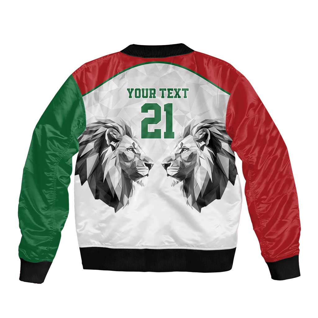 Kenya Rugby Custom Sleeve Zip Bomber Jacket White Kenyan 22-23 Motif - Wonder Print Shop