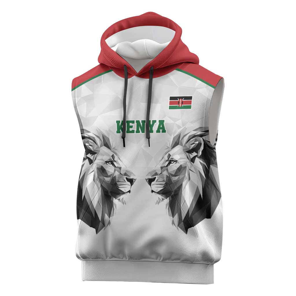Kenya Rugby Custom Sleeveless Hoodie White Kenyan 22-23 Motif - Wonder Print Shop