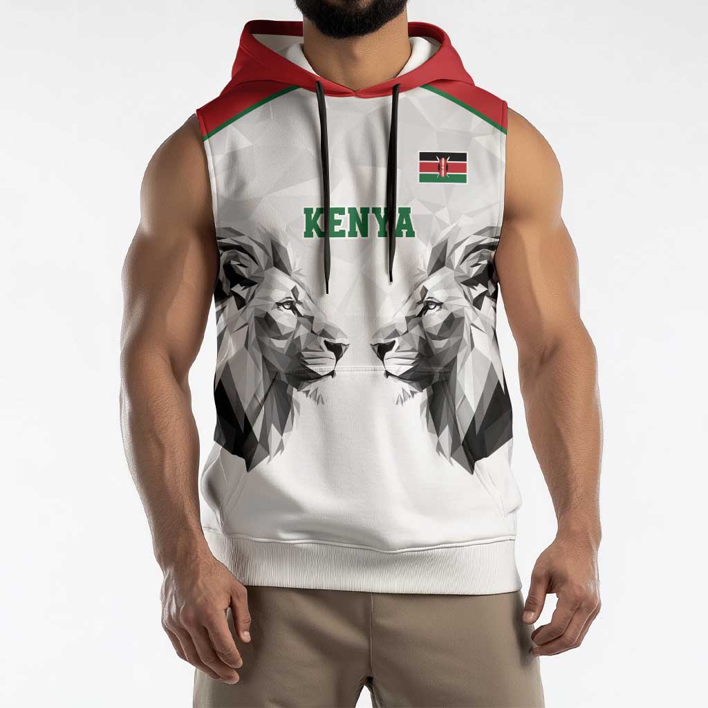 Kenya Rugby Custom Sleeveless Hoodie White Kenyan 22-23 Motif - Wonder Print Shop