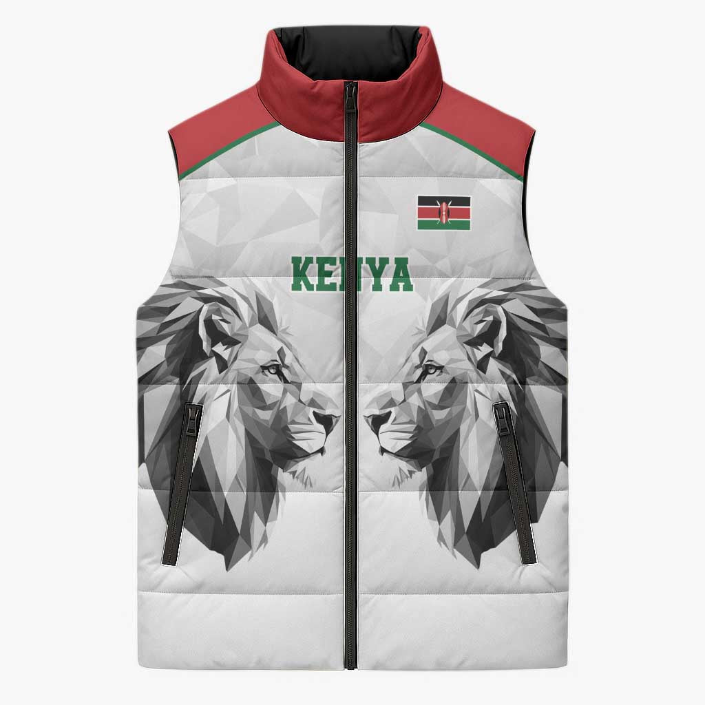 Kenya Rugby Custom Sleeveless Puffer Jacket White Kenyan 22-23 Motif - Wonder Print Shop