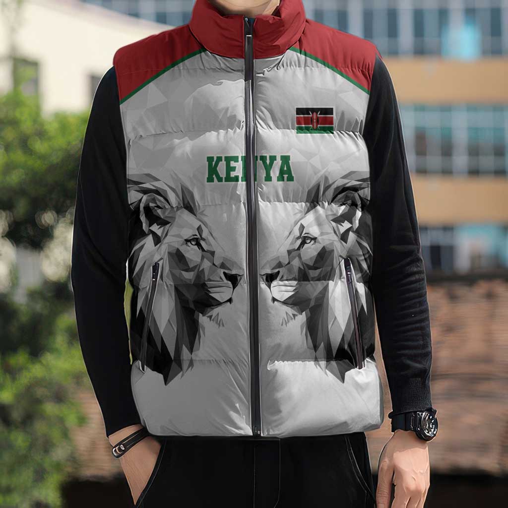 Kenya Rugby Custom Sleeveless Puffer Jacket White Kenyan 22-23 Motif - Wonder Print Shop