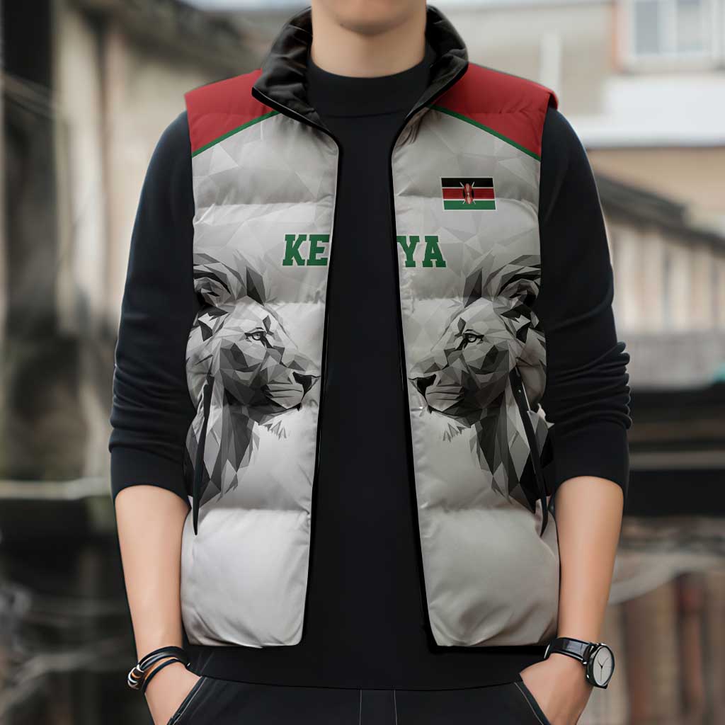 Kenya Rugby Custom Sleeveless Puffer Jacket White Kenyan 22-23 Motif - Wonder Print Shop