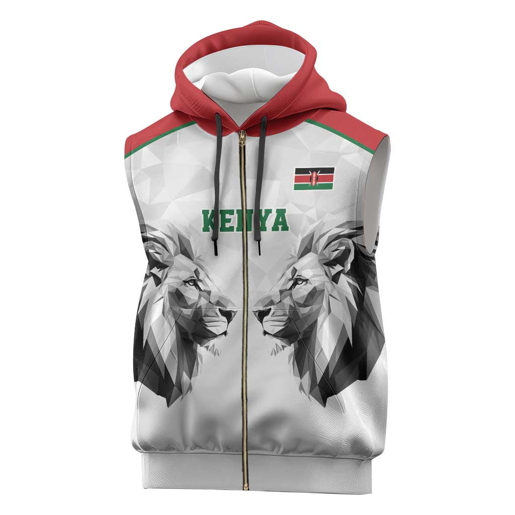 Kenya Rugby Custom Sleeveless Zip Hoodie White Kenyan 22-23 Motif - Wonder Print Shop