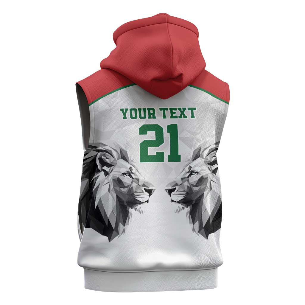 Kenya Rugby Custom Sleeveless Zip Hoodie White Kenyan 22-23 Motif - Wonder Print Shop