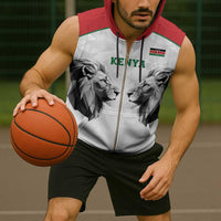 Kenya Rugby Custom Sleeveless Zip Hoodie White Kenyan 22-23 Motif - Wonder Print Shop