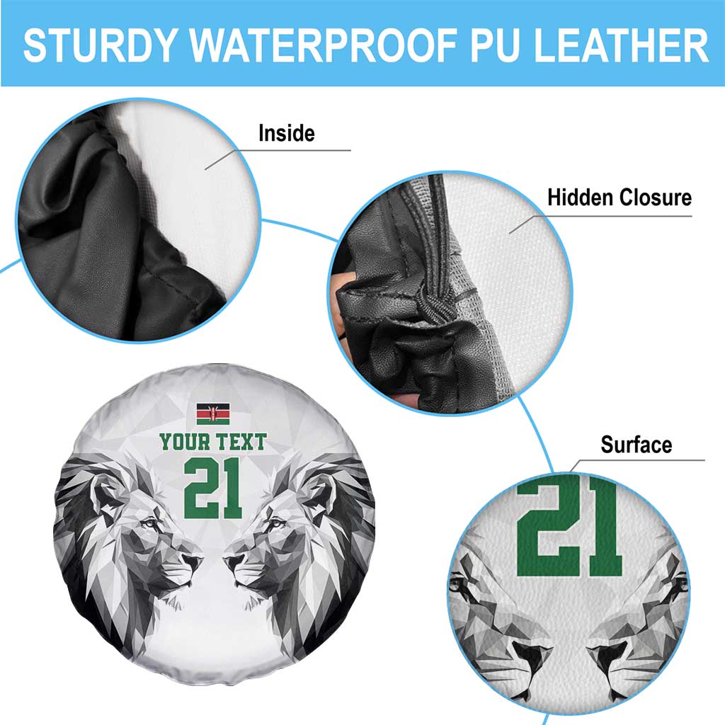 Kenya Rugby Custom Spare Tire Cover White Kenyan 22-23 Motif - Wonder Print Shop