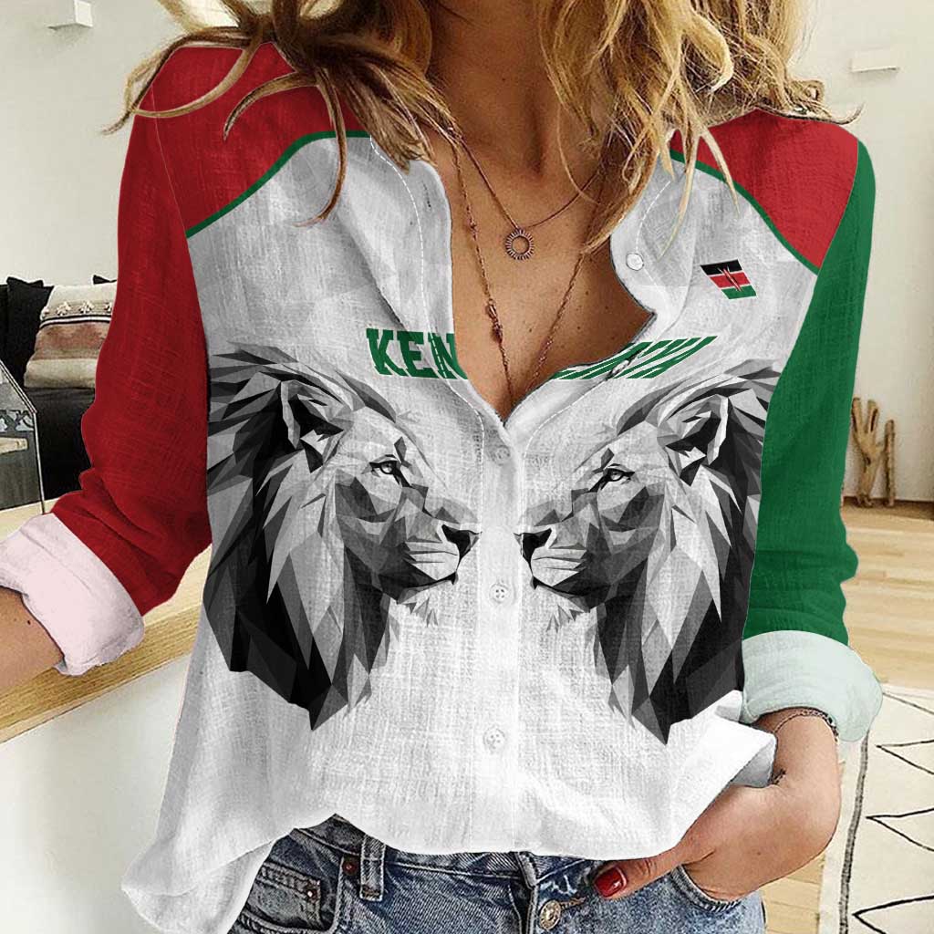 Kenya Rugby Custom Women Casual Shirt White Kenyan 22-23 Motif - Wonder Print Shop