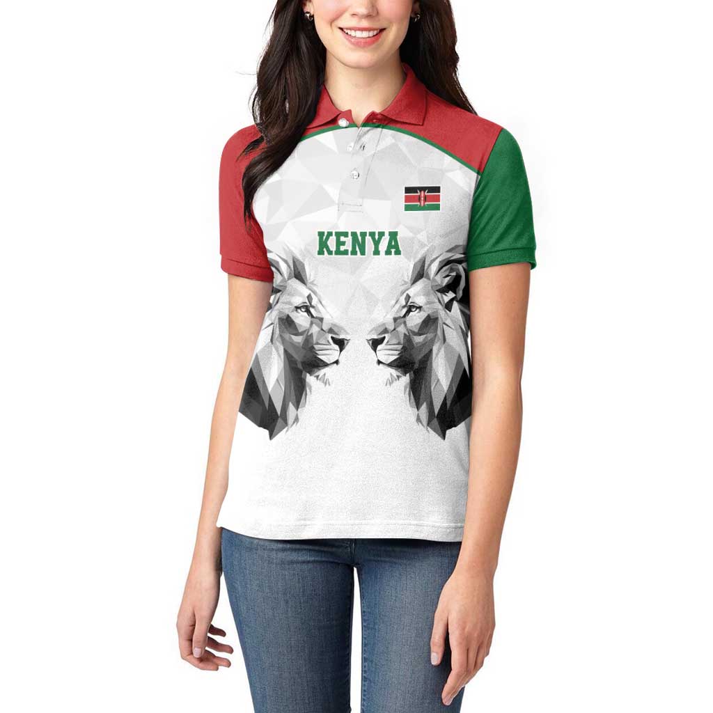Kenya Rugby Custom Women Polo Shirt White Kenyan 22-23 Motif - Wonder Print Shop