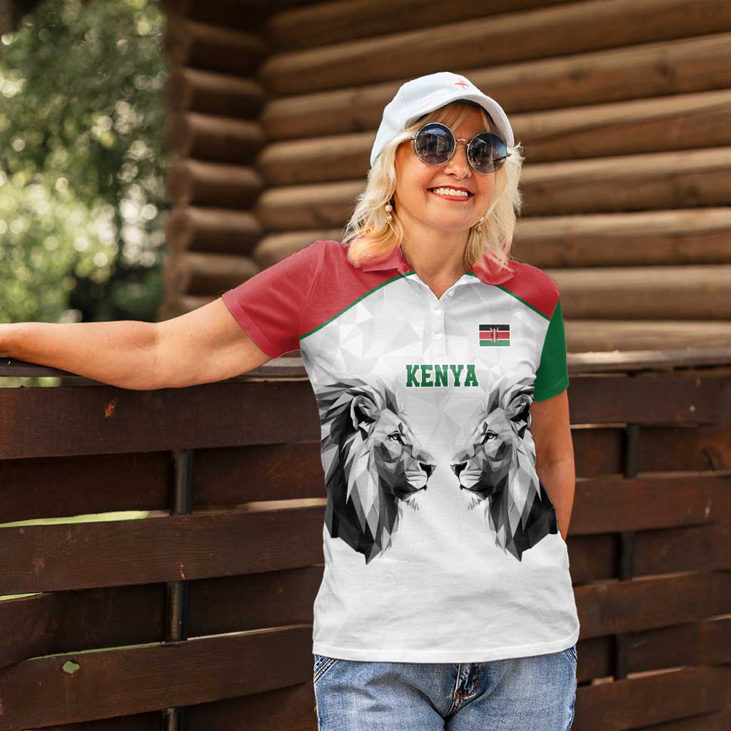 Kenya Rugby Custom Women Polo Shirt White Kenyan 22-23 Motif - Wonder Print Shop